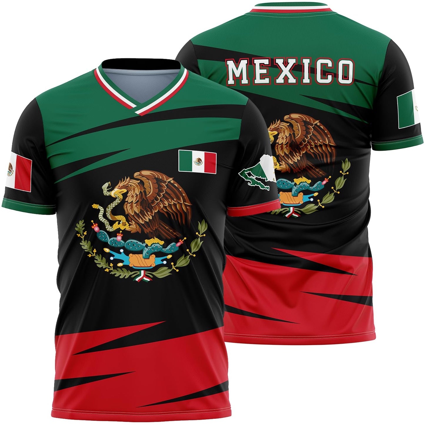Mexico Soccer Jersey Mexican Flag Jerseys Sports Mexico Shirt Mexico Jersey Athletic Top Shirt Black Size XL