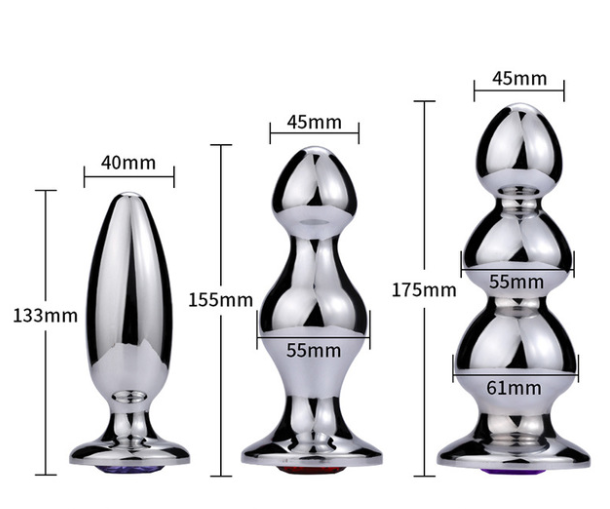 Metal Large Beaded Anal Plug for Adults, Sex Toy