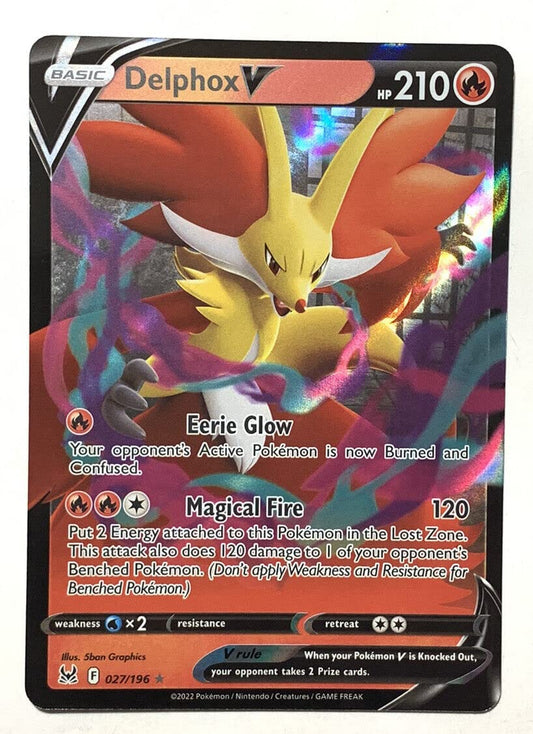 Delphox V 027/196 Lost Origin - Ultra Rare Holo Pokemon Card NM