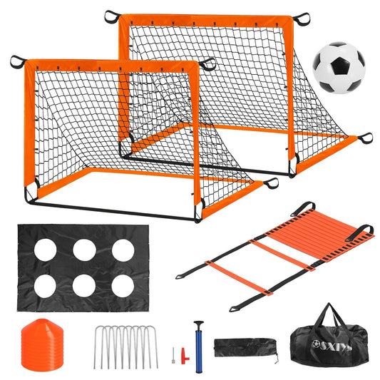 Kids Soccer Goals Set For Backyard Portable Soccer Training Equipment with Ball Pump Cones Agility Ladder Target Carry Bag For Toddler Age 3+ Outdoor - PitchMade