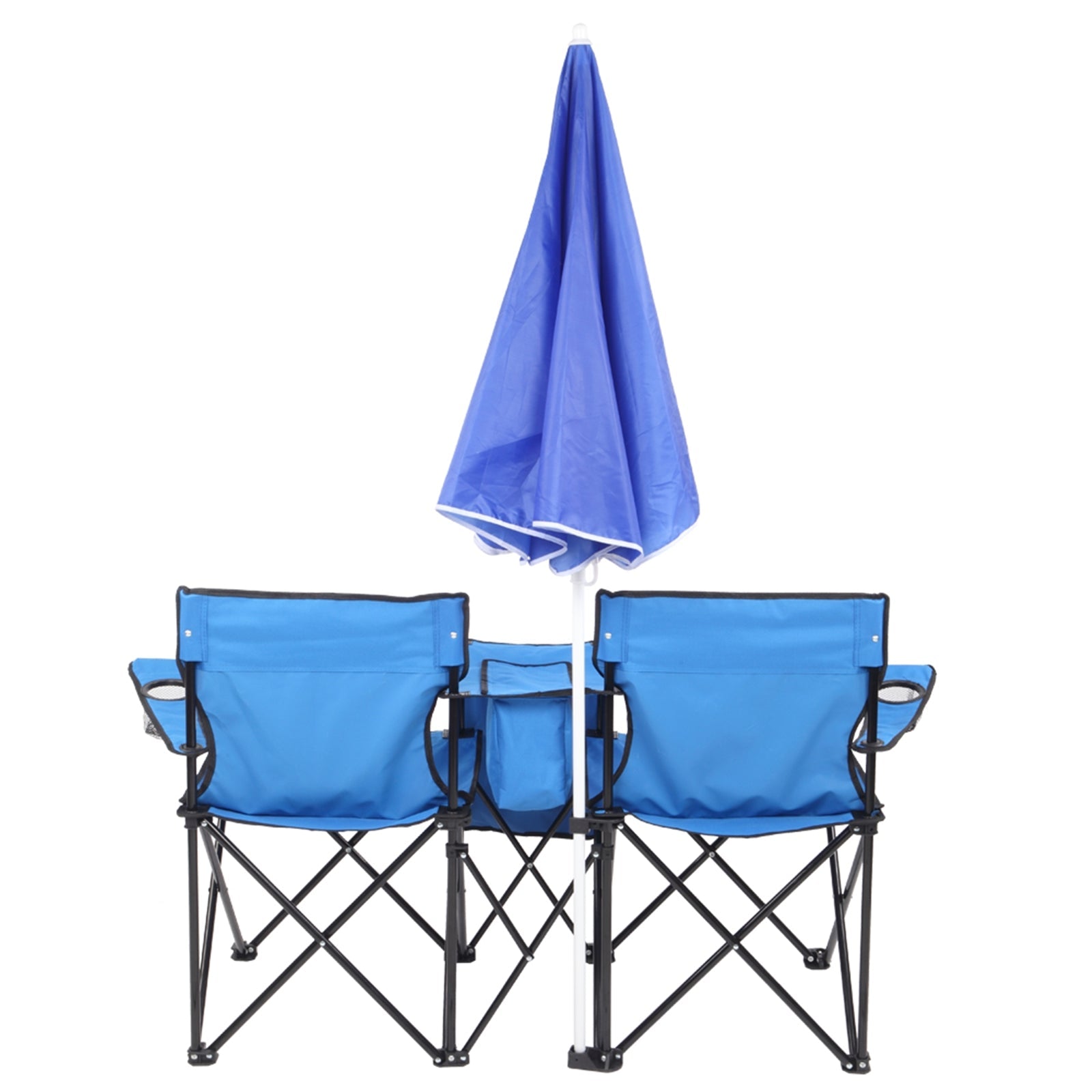 Portable Outdoor 2-Seat Folding Chair with Removable Sun Umbrella - PitchMade