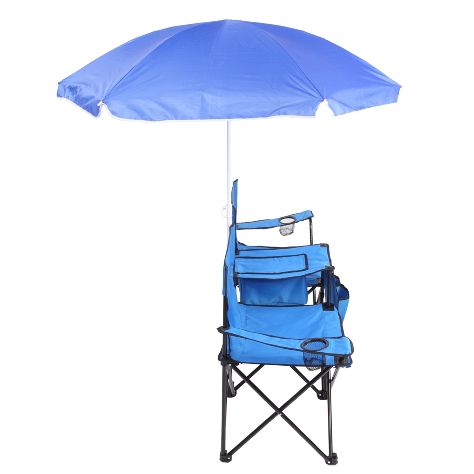 Portable Outdoor 2-Seat Folding Chair with Removable Sun Umbrella - PitchMade