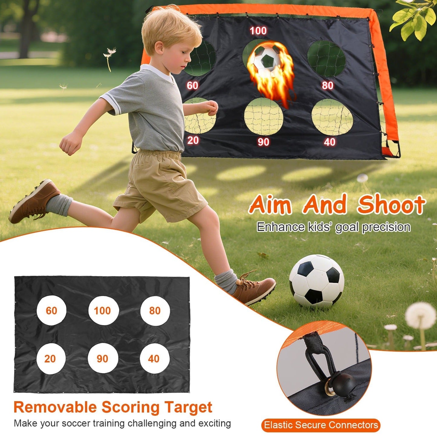 Kids Soccer Goals Set For Backyard Portable Soccer Training Equipment with Ball Pump Cones Agility Ladder Target Carry Bag For Toddler Age 3+ Outdoor - PitchMade