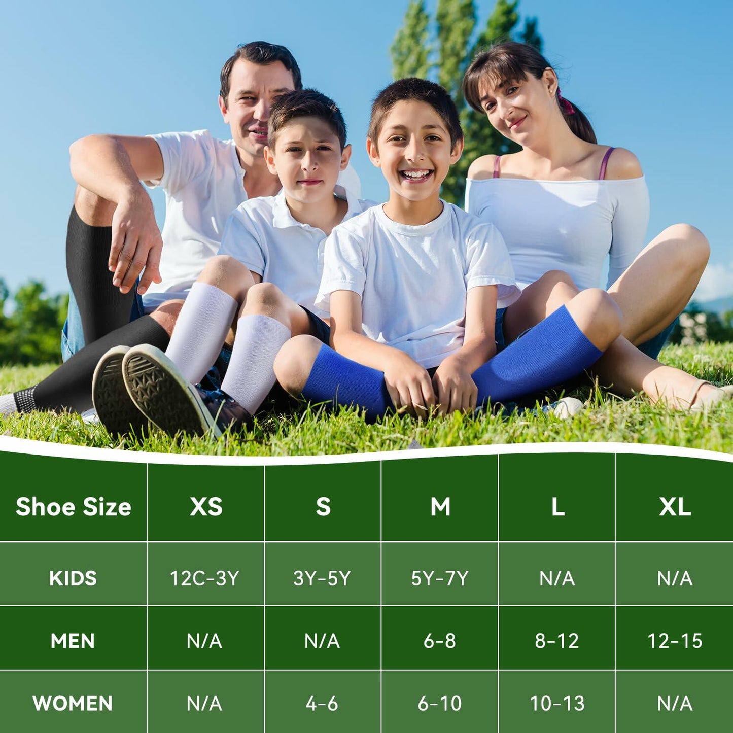 IRAMY Compressive Soccer Socks Youth Ankle Support Coolmax Wicking 2 Pack - M - PitchMade