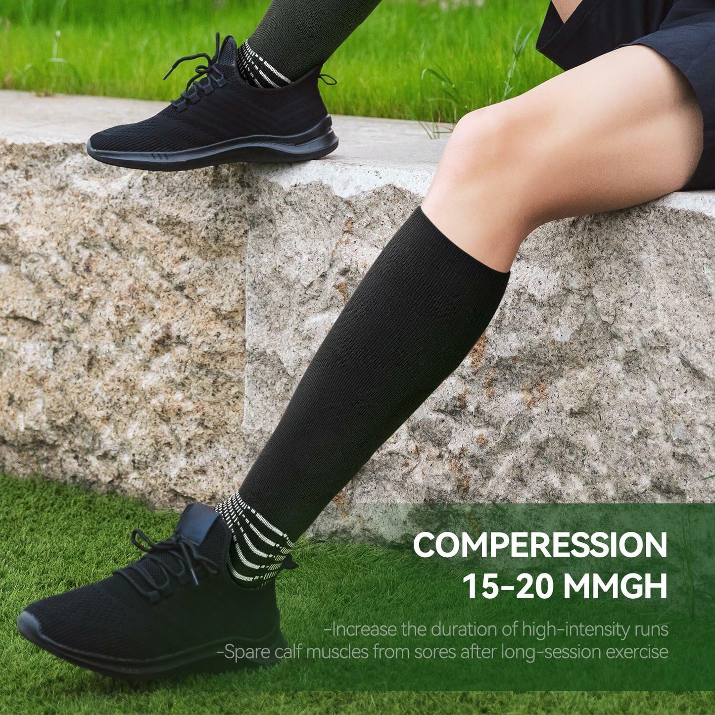 IRAMY Compressive Soccer Socks Youth Ankle Support Coolmax Wicking 2 Pack - M - PitchMade